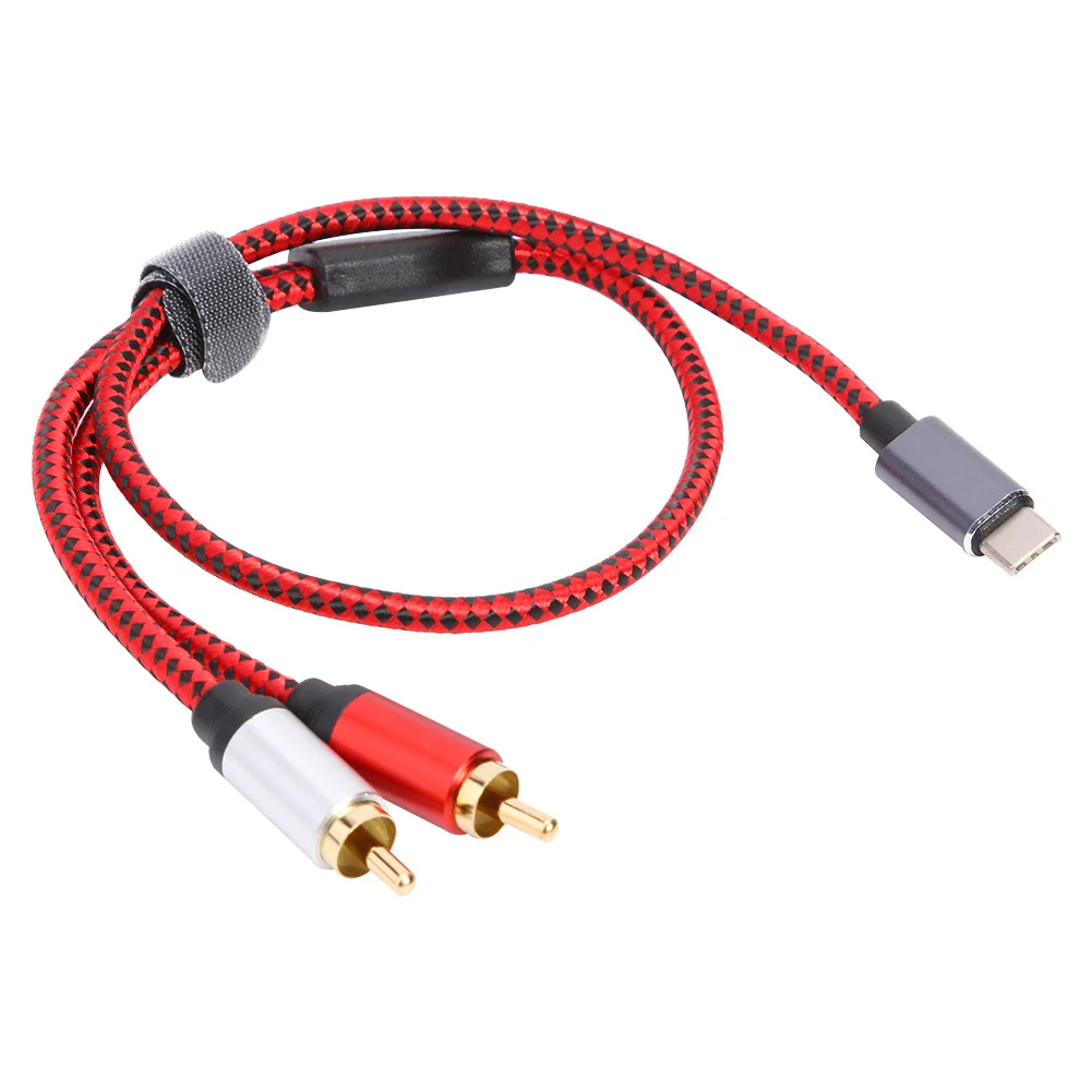USB Typu C Mužov a 2 RCA Samec Audio Kábel, Adaptér, Kábel pre Xiao Tablet Huawei Reproduktor, Zosilňovač, TV
