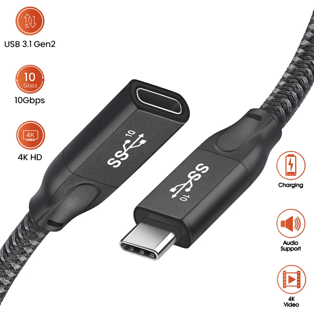 USB Typu C Predlžovací Kábel Samec Samica USB-C Extender Kábel 4K Thubderbolt 3 Kábel pre MacBook Pro Nintendo Prepínač