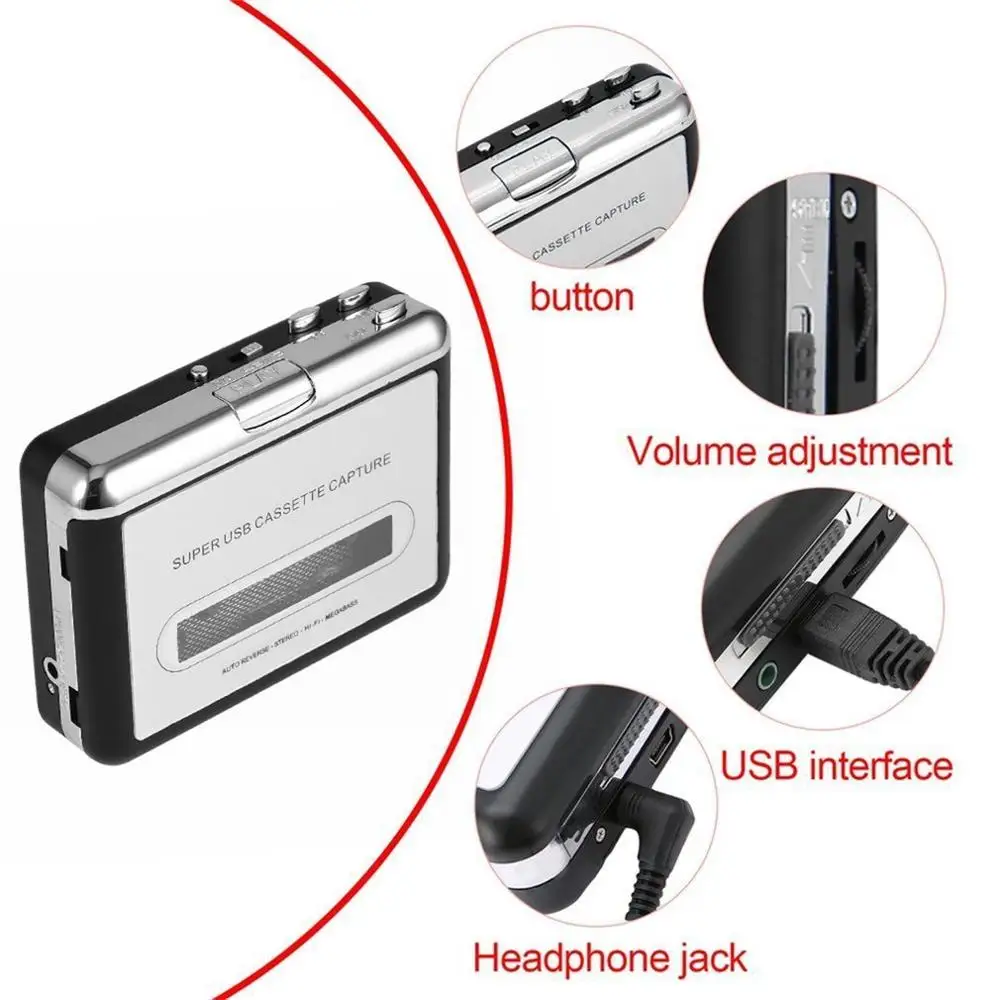 USB2.0 Prenosné Pásky na PC Super Kazeta na MP3 Audio Hudobný disk CD, Digitálny Prehrávač Converter Zachytiť Záznamník + Slúchadlá