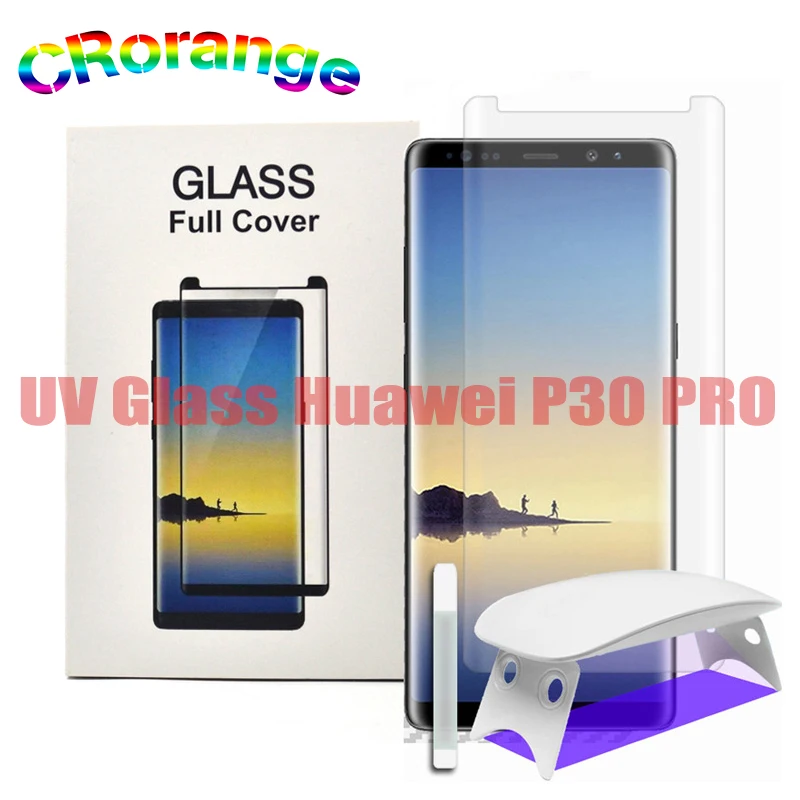 UV Tekuté Lepidlo Screen Protector Samsung S10e S9 Plus S8 Poznámka 9 Úplné Pokrytie Tvrdeného UV Sklo pre Huawei mate 20 Pro P30 Pro