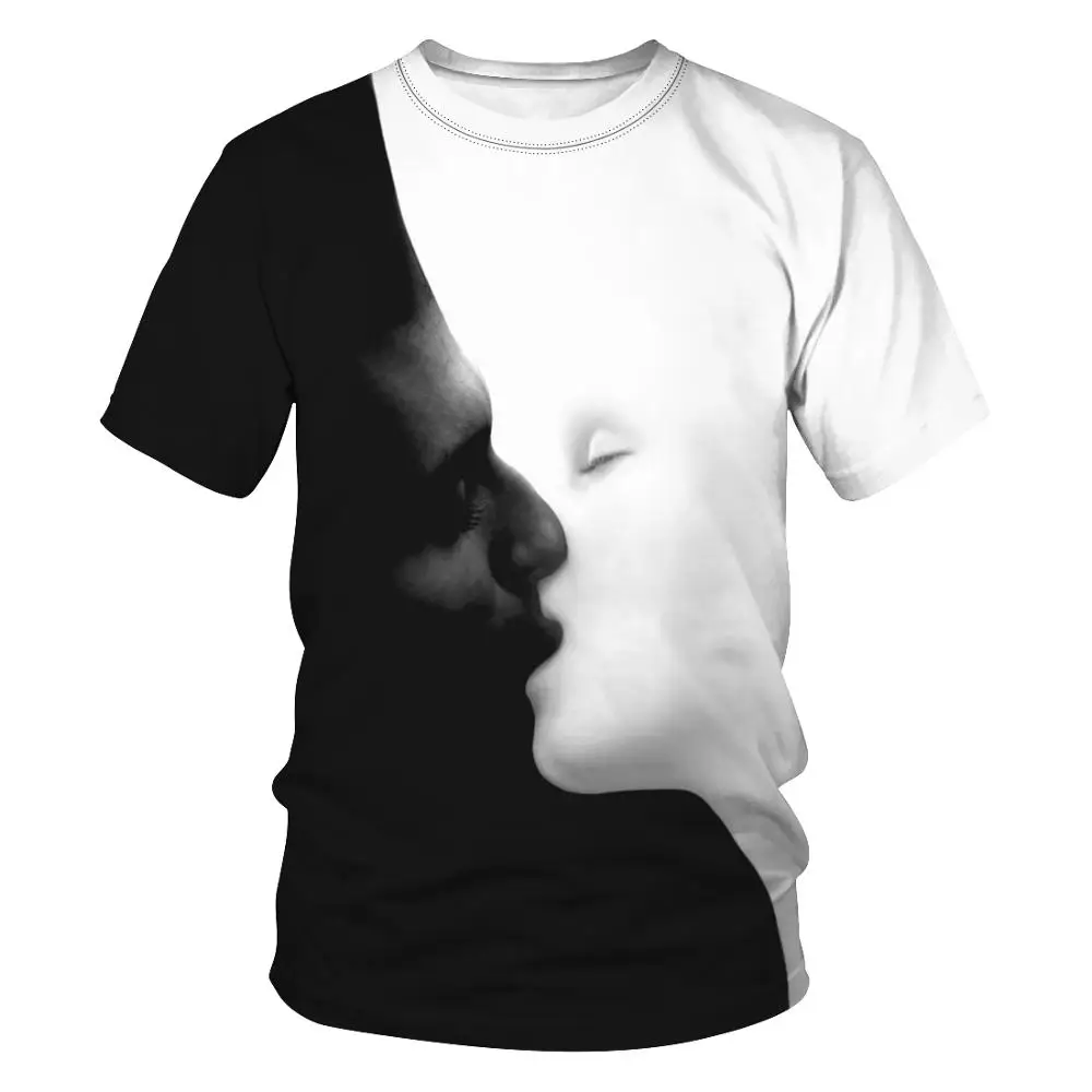 V indickom Štýle 3D Vytlačené Muži Ženy Pár Modelov Kolo Krku Pulóver T-Shirt Rukáv Bežné Krátke Tričko