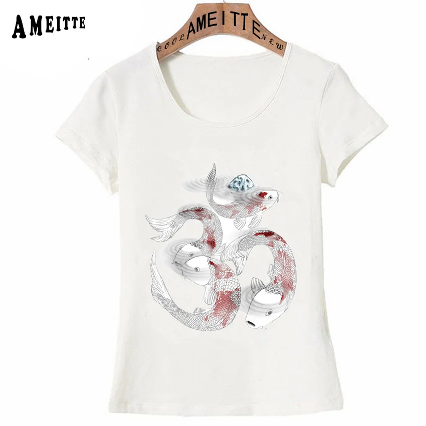 V Om Ryby Atrament maľovanie Tlačiť T-Shirt Letné Módy Ženy t-shirt Jednoduché, Bežné Žena Topy Zábavné Tees Ameitte Krátky Rukáv