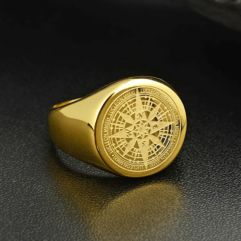 Valily Šperky Pánske Krúžok Jednoduchý Dizajn Kompasu Zlato z Nehrdzavejúcej Ocele módne Black Band Prstene Pre Ženy, Mužov Navigator Krúžky