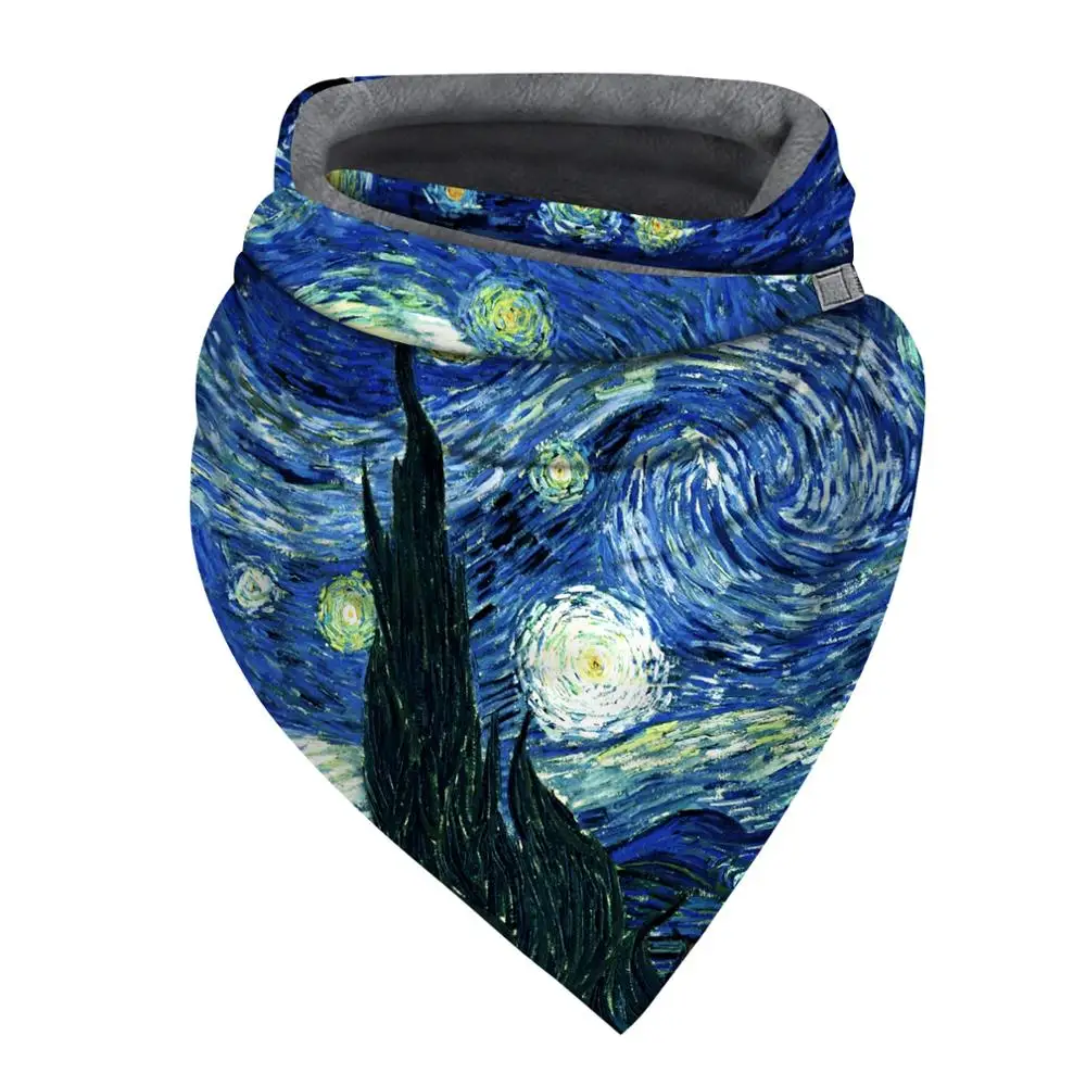 Van Gogha, Hviezdna Obloha Vytlačené Vintage Šatku Tlačidlo Soft Wrap Krátke Zimné Vzor Motýľ Trojuholník Šatku Ženy Teplé Šály