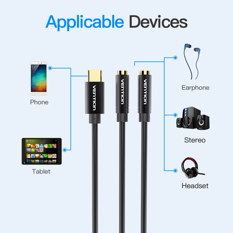 Vencie Typ C do 3,5 mm Slúchadlá kábel kábel Adaptéra USB 3.1 Typ-C, USB C do 3,5 Jack Audio Aux Kábel pre Xiao Mi6 Slúchadlá Reproduktor
