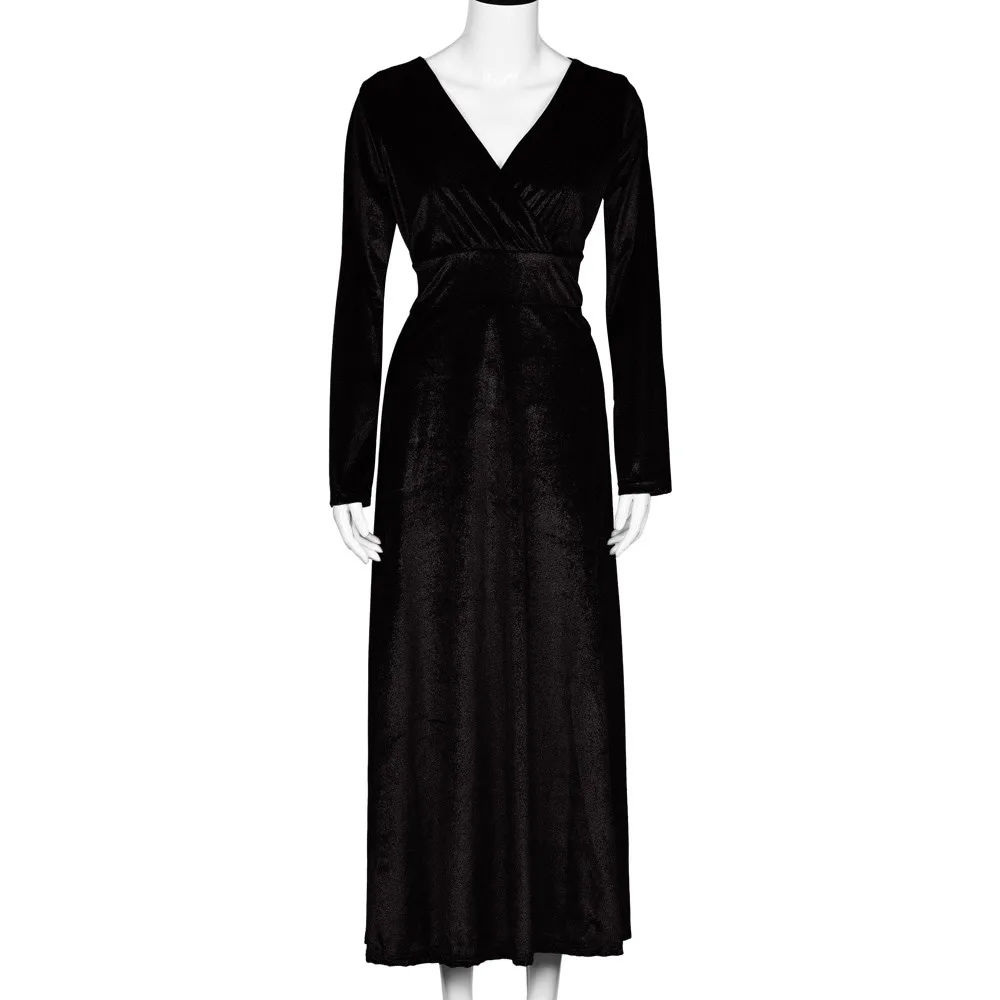 Vestido de mulher ženy, Horúce Zamatové Šaty Plus Veľkosť Zimné Členok Maxi Tuniku Bežné Rúcha BK S šaty pre ženy 2020 *