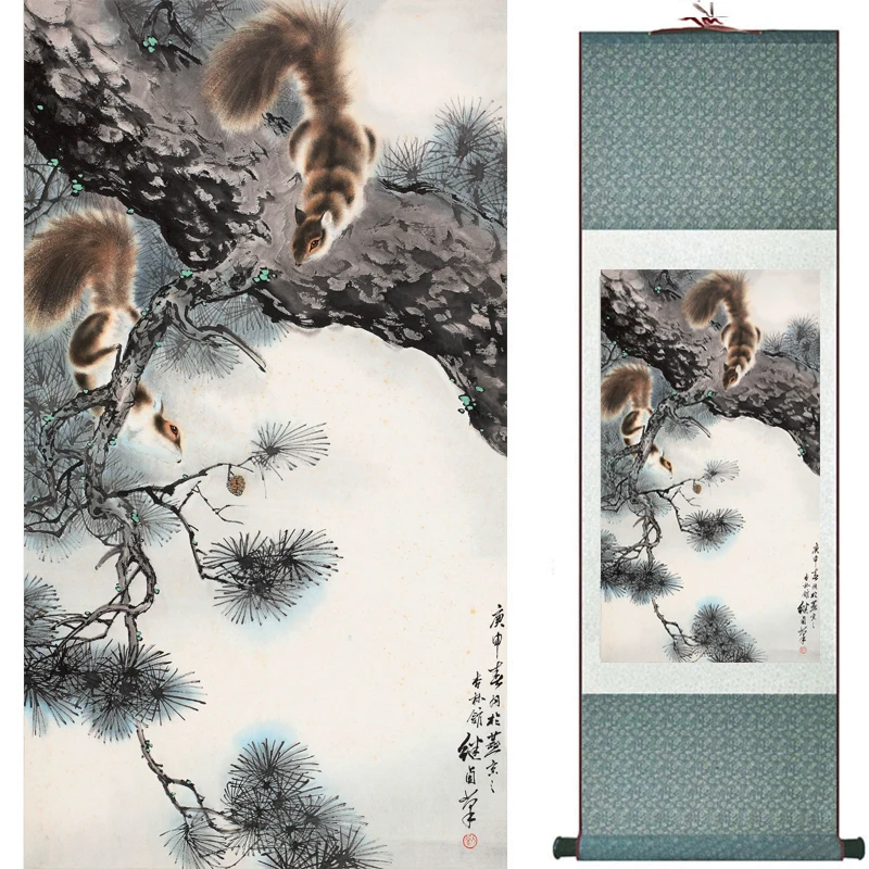 Veveričky maľovanie tradičné Čínske Umenie Maľba na hodváb prejdite panda umenie maľba veverička obrázky 82406