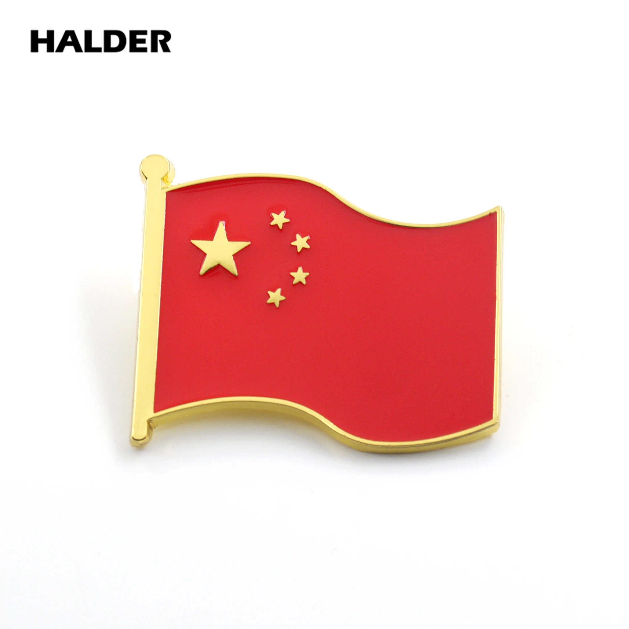 Veľkoobchod Vlastné kolíky BR0087 HALDER Čínska štátna vlajka Mapu Zliatiny Brošňa módne Batoh Pin Šperky Klope Odznak Príslušenstvo