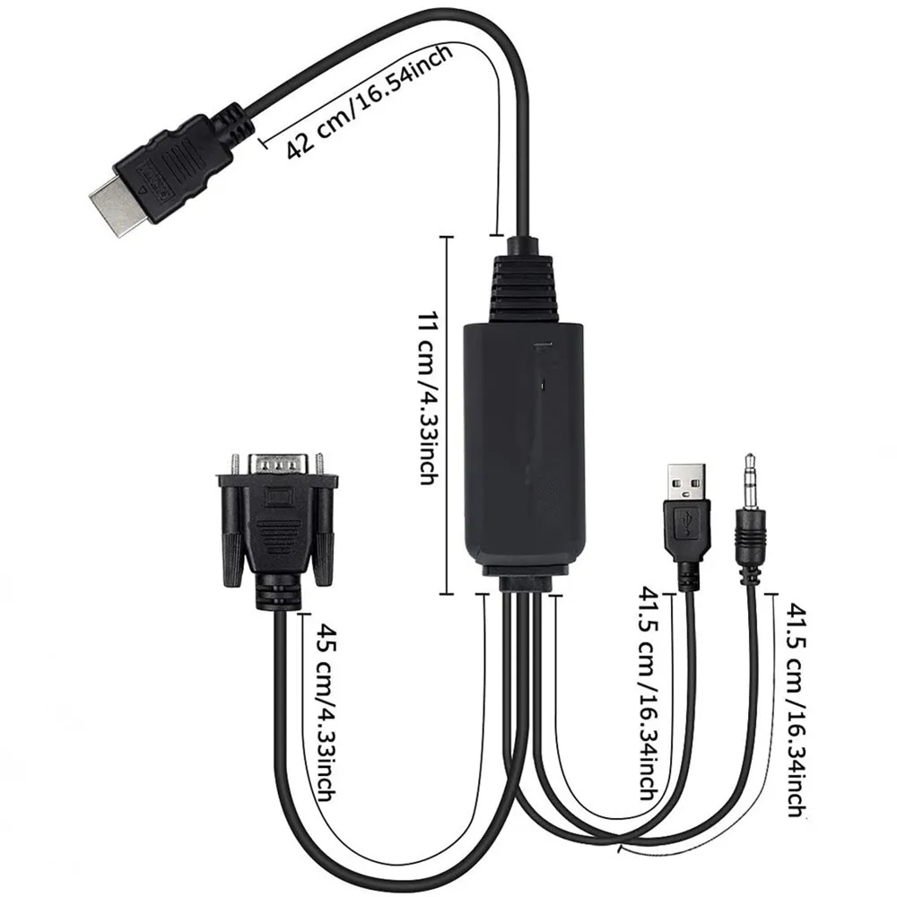 VGA HDMI -compatibleAudio VGA HDMI Adaptér 4 ft kábel vám ponúka pohodlný spôsob, ako pripojiť PC, Notebooky, Stolné počítače