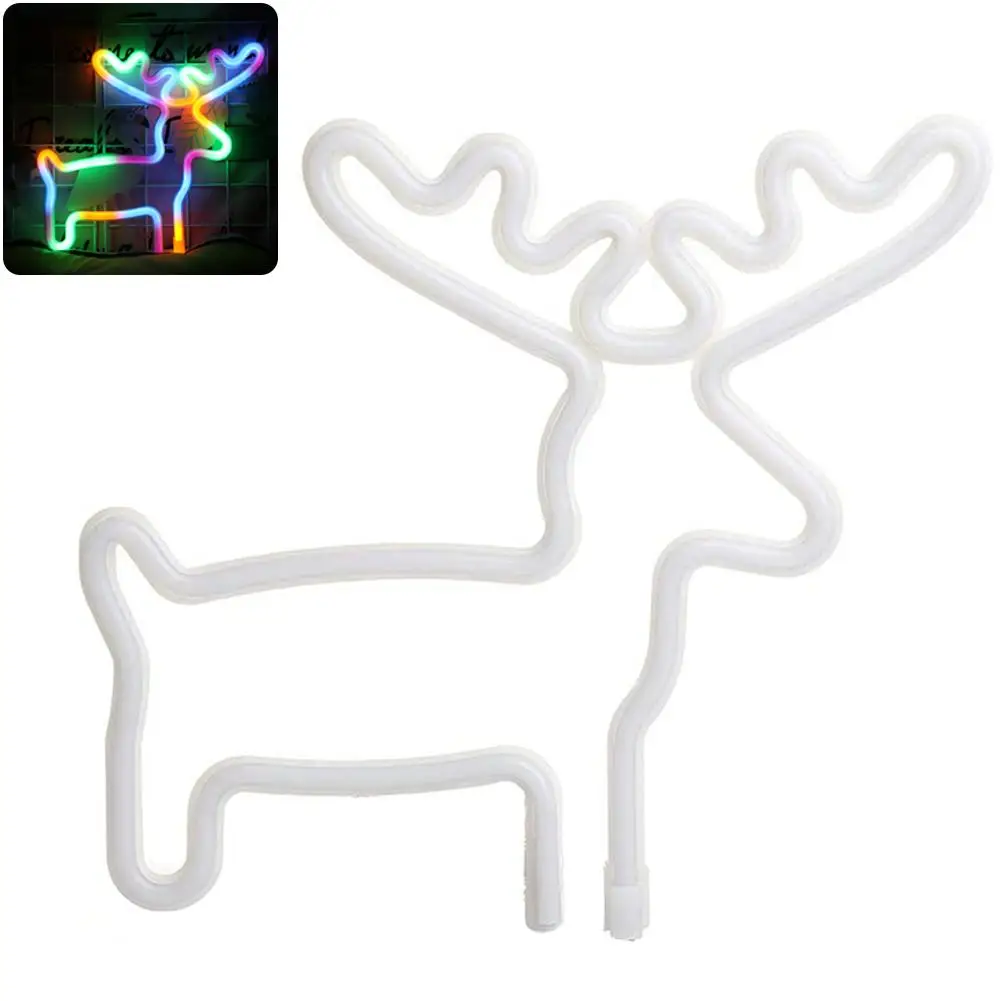 Vianočné Elk Tvar Neónové svietidlo Nástenné Dekor USB Batérie, Lampy, Akryl LED Na Vianoce, Narodeniny, Valentín