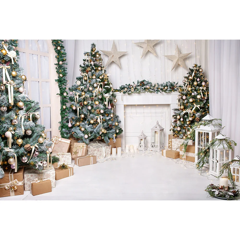 Vianočné Fotografie Kulisu Vianočných Darčekov Biela Krb Pozadí Zimné Obývacia Izba Svetlo Zvony Star Fotenie