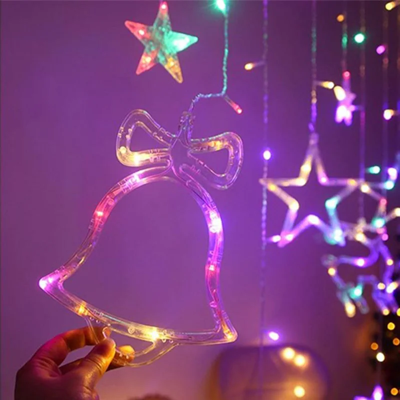 Vianočné osvetlenie led 3,5 m Opony svetelné girlandy-hviezdičkový Zvony dekor pre domáce 220V Rozprávkových Svetiel Outdoor/Indoor Festival String Svetlo