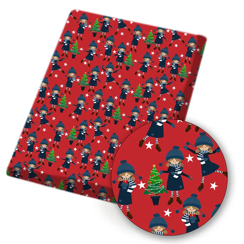 Vianočné Polyester Bavlnená Tkanina Potlačené Tkaniny Listov bytový Textil Škvrny HOBBY Ručné Tašky, Šaty, Takže Materiál 45*150 cm 1pc