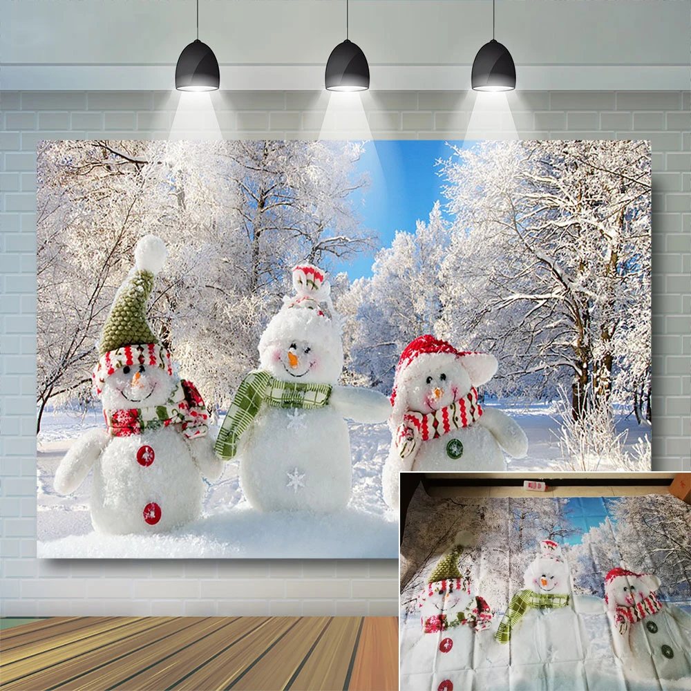 Vianočné Snehuliak Kulisu pre Fotografovanie Strany Lesa Pozadí Snowfalke Strán Nový Rok Party Dekorácie