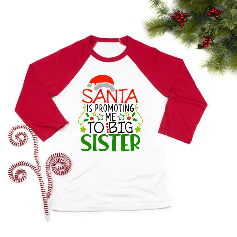Vianočné Tehotenstva Oznámenie Tričko Povýšený Na Staršia Sestra, Košele Tehotenstva Oznámenie Tee Čoskoro Big Sister Tričko