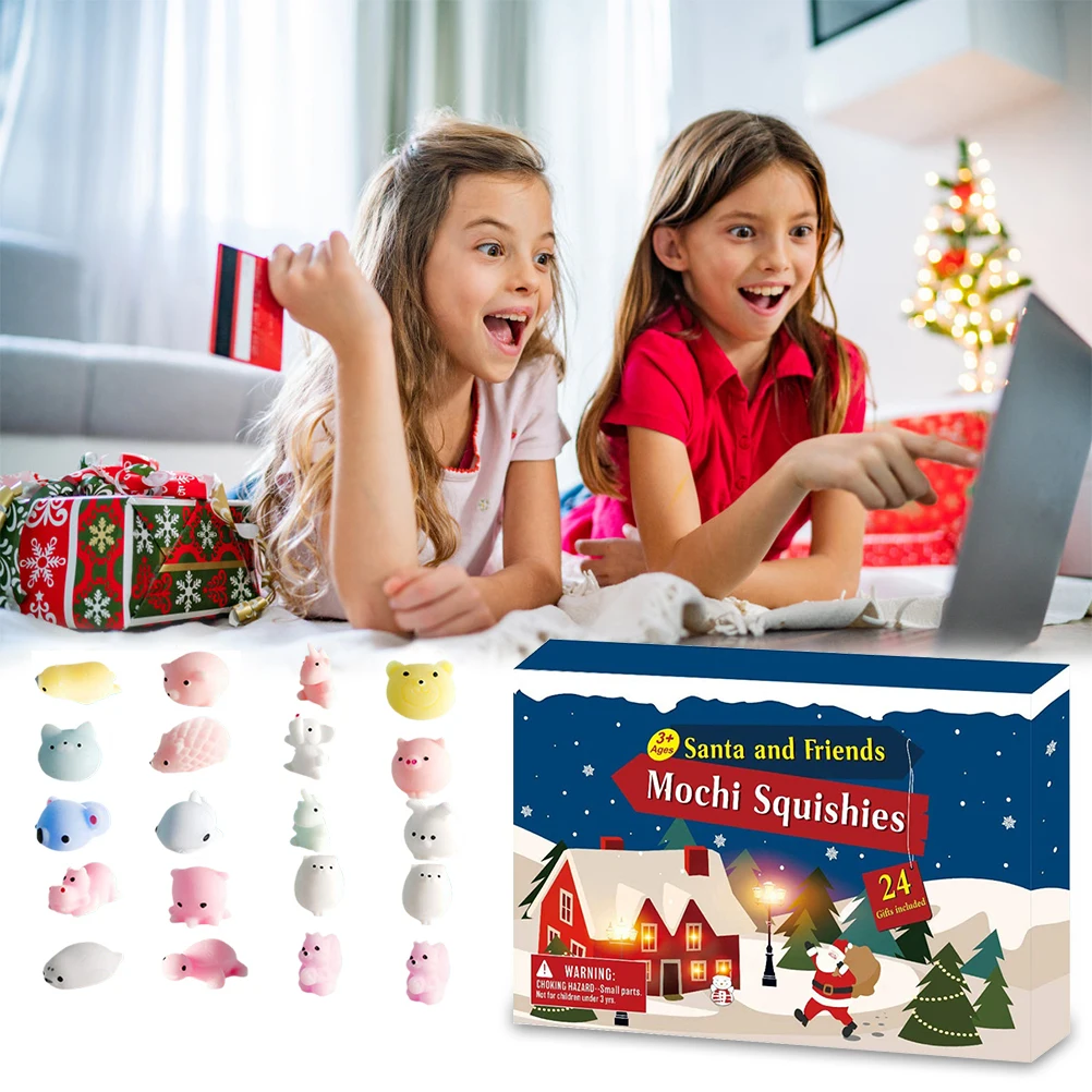 Vianočný Adventný Kalendár 24PCS Rôznych Roztomilý Zvierat Hračky pre Stláčanie Stres Vianočné Odpočítavanie Hračky Darček pre Deti