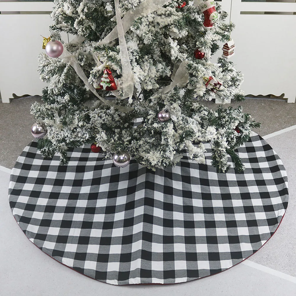 Vianočný Stromček, Sukne, Čierne Biele Kockované netkanej Textílie Strom Vianočné Ozdoby na Vianočné Ozdoby Dovolenku