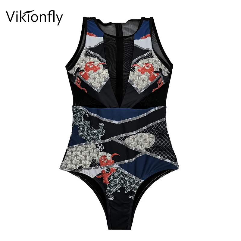 Vikionfly Sexy Oka Monokiny Jeden Kus Ženy Plavky 2019 Vytlačené Kvetinový Úplnej Trikini Plavky Na Kúpanie Plavky
