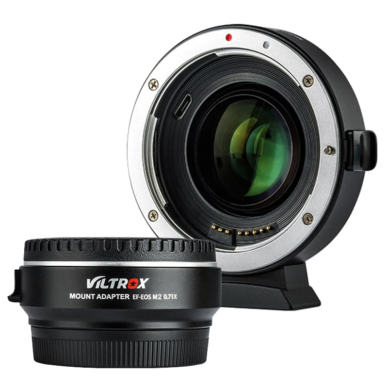 Viltrox EF-EOSM2 AF Objektív Adaptér, Auto Focus 0.71 X Redukcia Speed Booster Mount pre Canon EF na EOS M Fotoaparát M3 M5 M6 M10 M50 M100