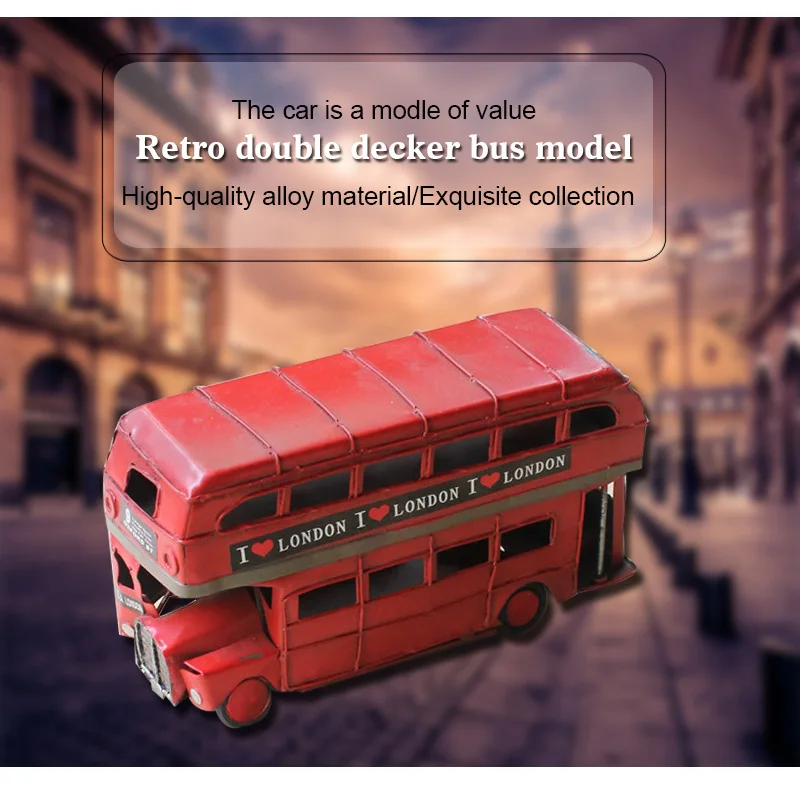 Vintage Autobus Retro Londýne Figúrka Miniatúry Double-layer Červený Autobus Ručné Železa Model Auta, Plavidlá, Deti Hračka Vianočný Darček Prítomný