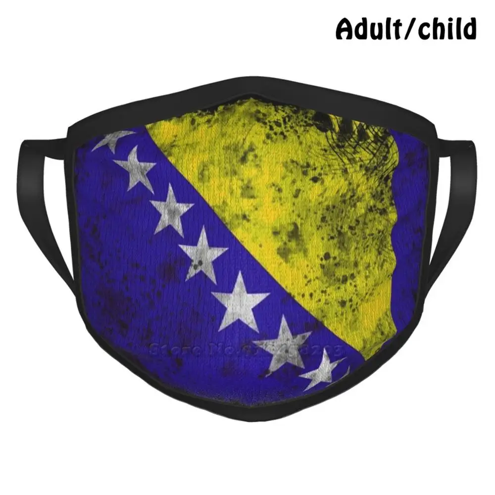 Vintage Bosne A Hercegovine Vlajka Vlastný Dizajn Masky Pre Dospelých, Deti Proti Prachu Redmaplefty Červený Javor Fty Krajín