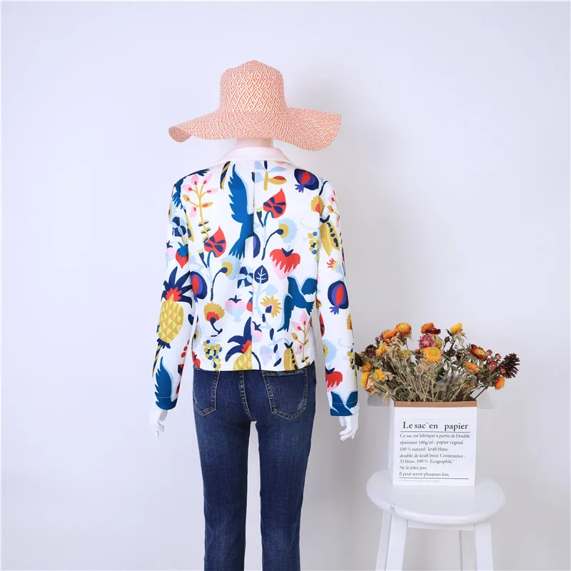 Vintage Slim Kvetinový Vytlačené Krátky Oblek Kabát veľkosť dámy tenké časti jar a v lete nové 2020 elegantné bežné krátke jack