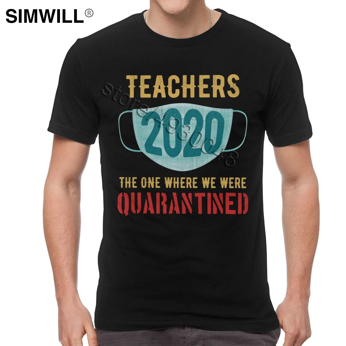 Vintage Učiteľov 2020 Ten, Kde Sme Boli v Karanténe Tričko Krátke Rukávy Bavlna Tee Udržať Zdravé, s Maskami T-shirt Darček