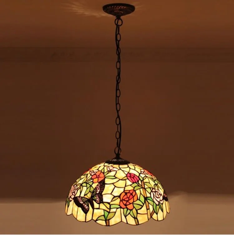 Vitráže Prívesok Svetla Ručne Vyrobené Vintage Sklom Odtieň Prívesok Lampa Bar Reštaurácia Lampy Kuchyňa Obývacia Izba Svetlá