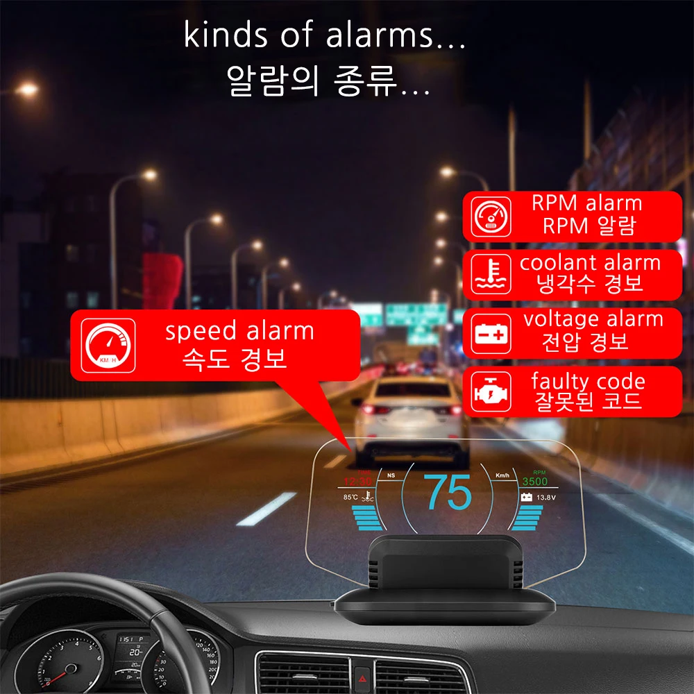 Vjoycar C1 Zrkadlo HUD 2020 Nové OBD2+GPS Duálny Režim OBD2 Head Up Display GPS HUD Digitálne MPH KMH Rýchlomer Voda a Olej Temp ot. / MIN.