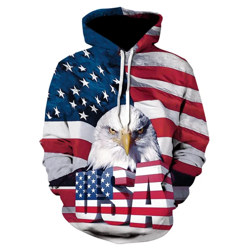 Vlajku USA eagle hoodie mužov street nosiť 3D kapucňou, animácie, 3D vytlačené mikina s kapucňou, zvierat mužov a žien bežné sweatsh