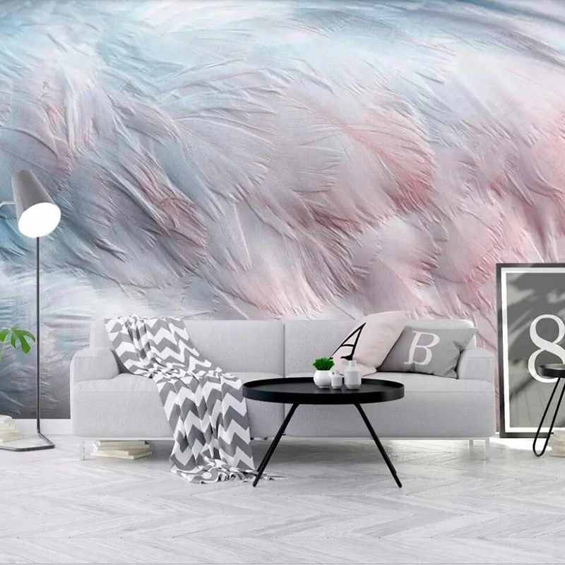 Vlastné 3D Tapeta nástenná maľba Akvarel Flamingo Krídlo Pierko Dekorácie Plagát Nástenné Maľby Nordic Moderná Obývacia Izba Pozadí