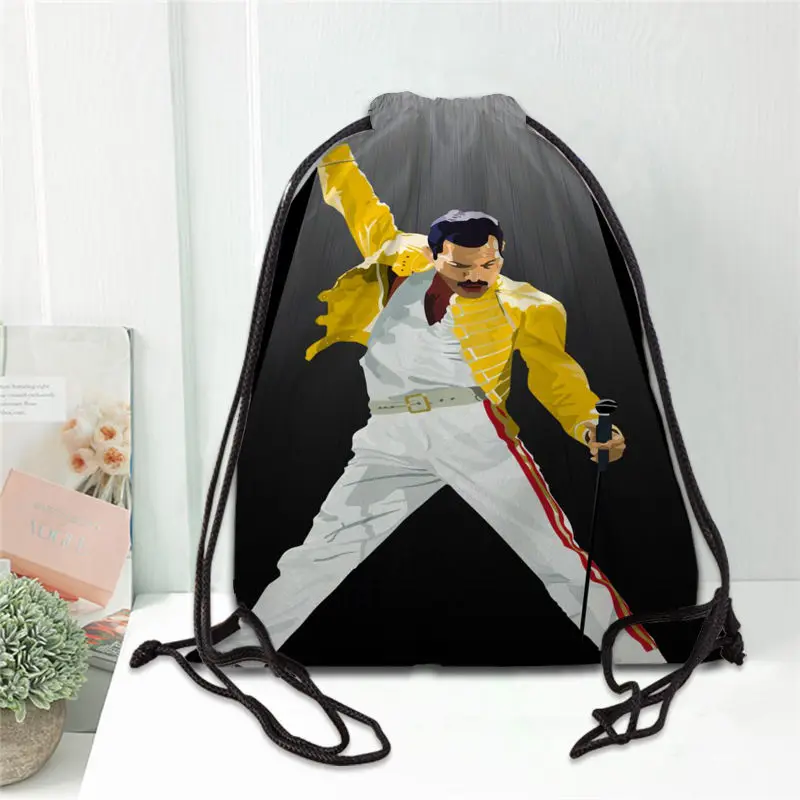 Vlastné Freddie Mercury Tlač Šnúrkou Batoh Topánka taška na Cestovanie Pláži Školy Multi-function Satin Šnúrkou Tašky