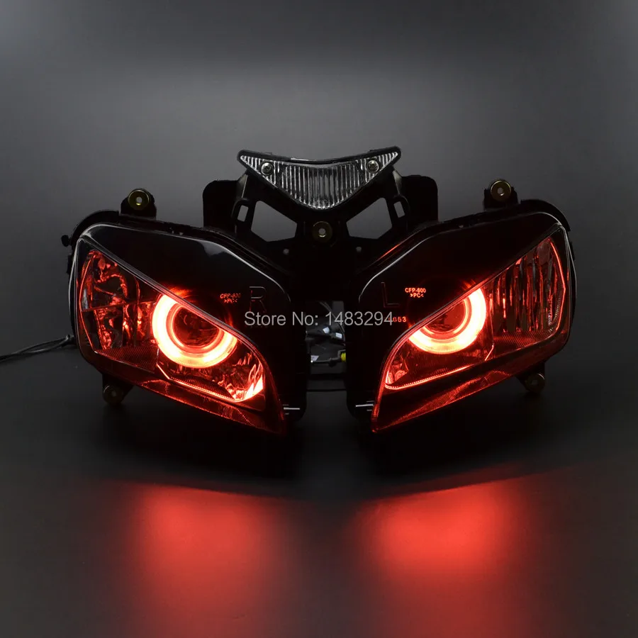 Vlastné Projektor Modifikované predné svetlo Červená Angel Eyes, HID Zmontované sa Hodí Pre Honda CBR1000RR 2004-2007