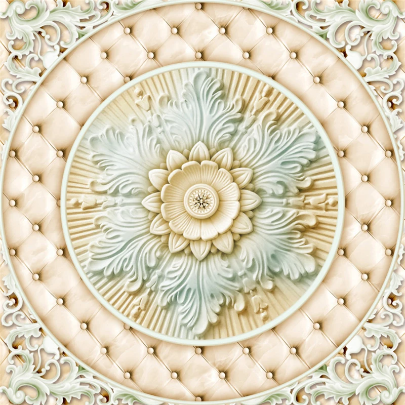 Vlastné tapetu 3d podlahy Klasického vzoru Európskej Roman reliéfy kvety Hodvábneho Materiálu Vysokej Kvality Strop 3d Tapety