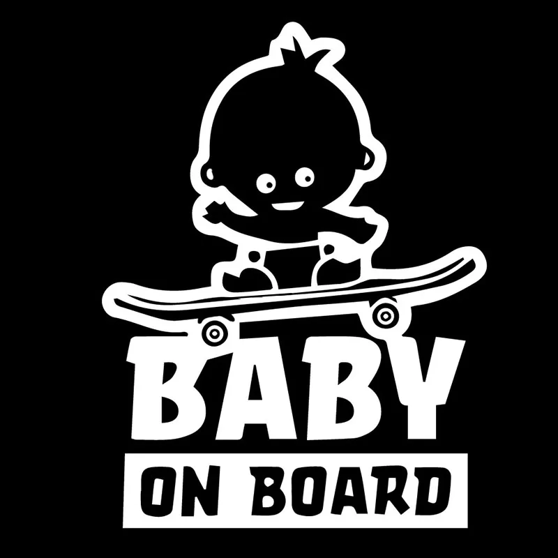 Volkrays Creative Auto Nálepky Baby na Palube Korčuliach, Skateboarde Mojej Rodine Obľúbené Doplnky, Reflexné Vinyl Otlačkom,14 cm*10 cm