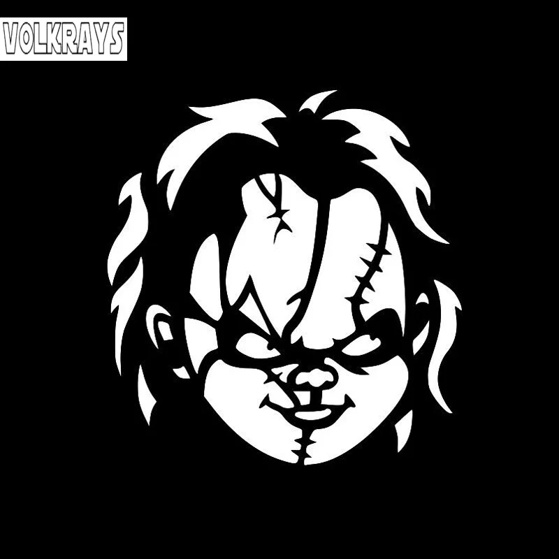 Volkrays Osobnosti Auto Nálepky Chucky Motocyklové Príslušenstvo Reflexné Waerproof opaľovací Krém Vinyl Kotúča, Black/Silver,14*13 cm