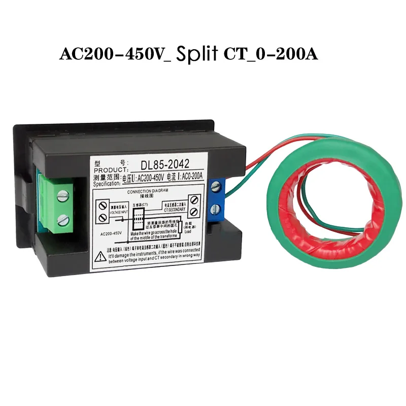 Volt Amp Meter 220V 380V detektor automatické DL85-2041 LED Duálne Zobrazovanie Napätie prúdová intenzita Rozchod s prúdového Transformátora