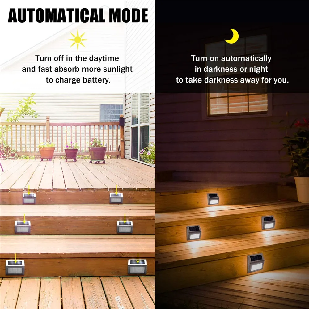 Vonkajšie Nehrdzavejúcej Ocele, LED Solárne Cesta Schodisko Ľahké Nepremokavé 3 LED Slnečná Paluba Svetlá Balkón Záhrada Dvore Plot Slnečné Svetlo