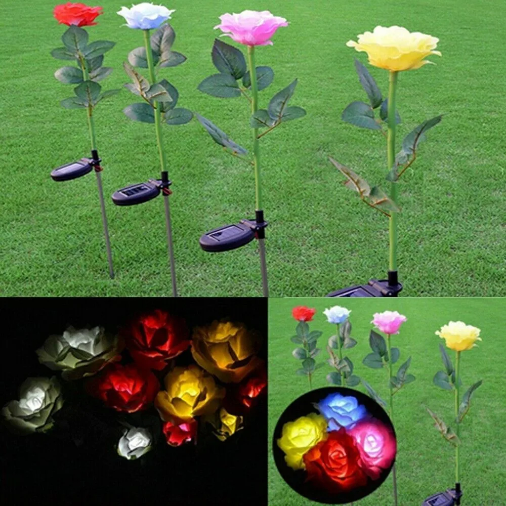 Vonkajšie Solárne Ruže Kvet LED Svetlo, Záhrada Dvore Trávnik Krajiny Lampa Dekor