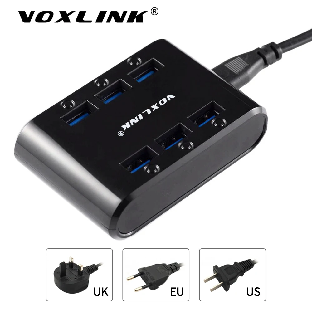 VOXLINK Portable Multi Port Nabíjačku 24W 4.8 6-Port USB Nabíjacej Stanice Hub Moc Stanica pre iPhone, iPad, Samsung Tablet Xiao
