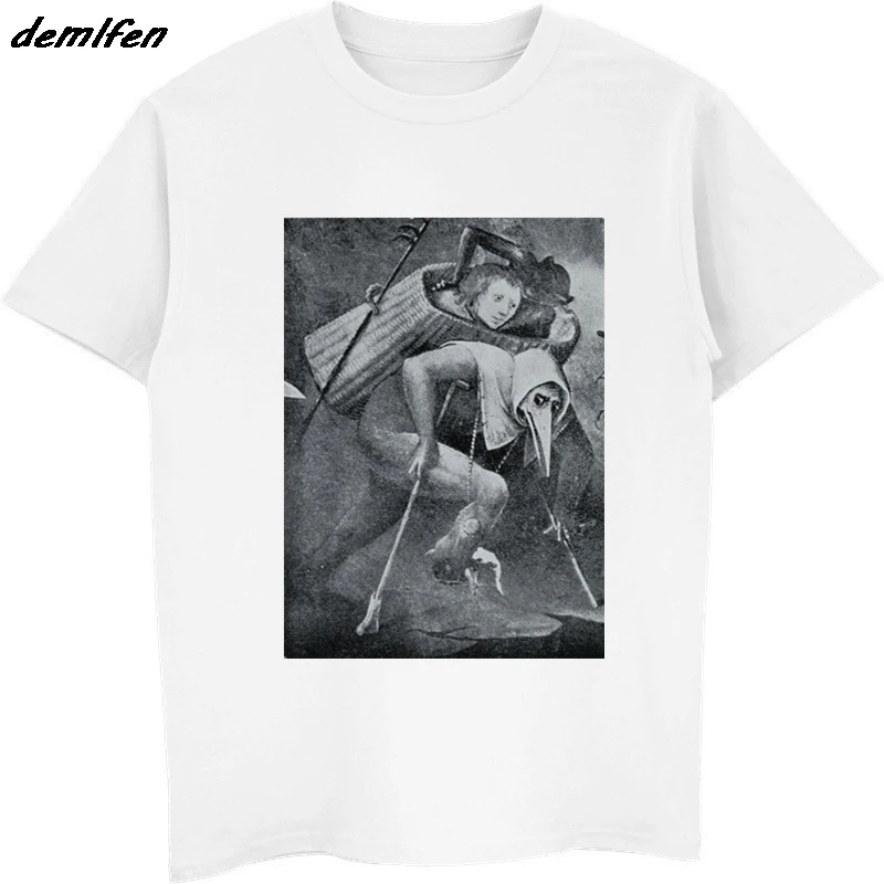 Voľné Black Muži T-shirt Homme Tees Hieronymus Bosch 
