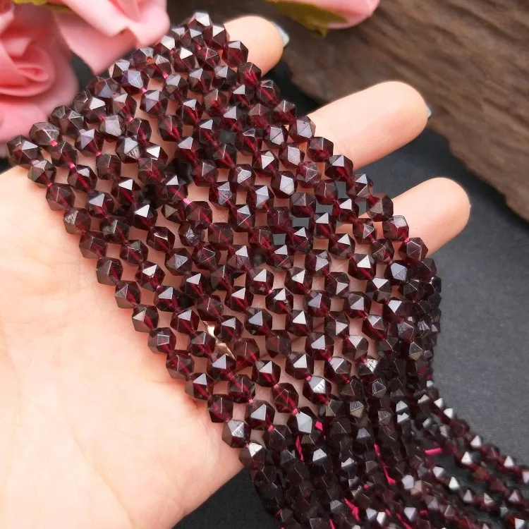 Voľné korálky červený granát 6 mm tvárou 15inch na výrobu šperkov, veľkoobchod korálky prírody FPPJ