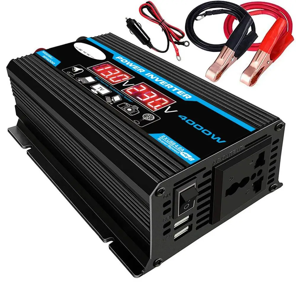 Vrchol 4000W 12V 220V/110V LED Ac Auto Menič Converter Nabíjací Adaptér inversor Dual USB Transformer Modifikovaná Sínusová Vlna
