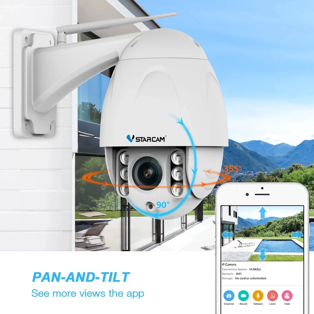 VStarcam Bezdrôtový PTZ Speed Dome IP Kamery Vonkajšie 1080P HD 4X Zoom Bezpečnosti Video Siete Dohľadu Bezpečnostné IP Kamera, Wi-fi