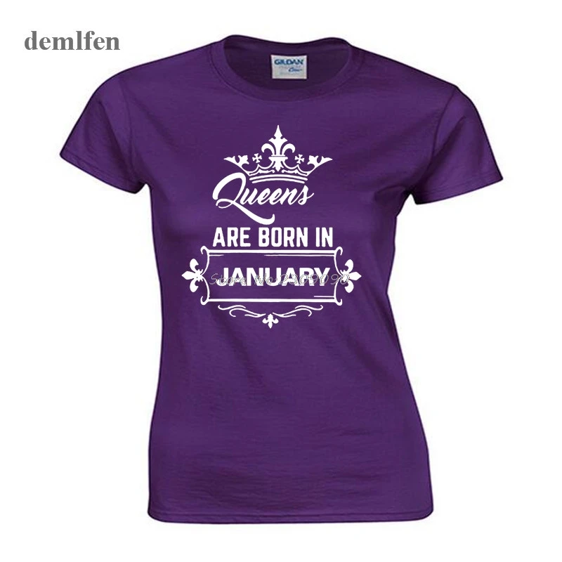 Vtipné Kráľovnej Sa Narodili V januári T-shirt Ženy Bavlna Krátky Rukáv T Shirt Topy Tees Dievča Tričko Darček k Narodeninám