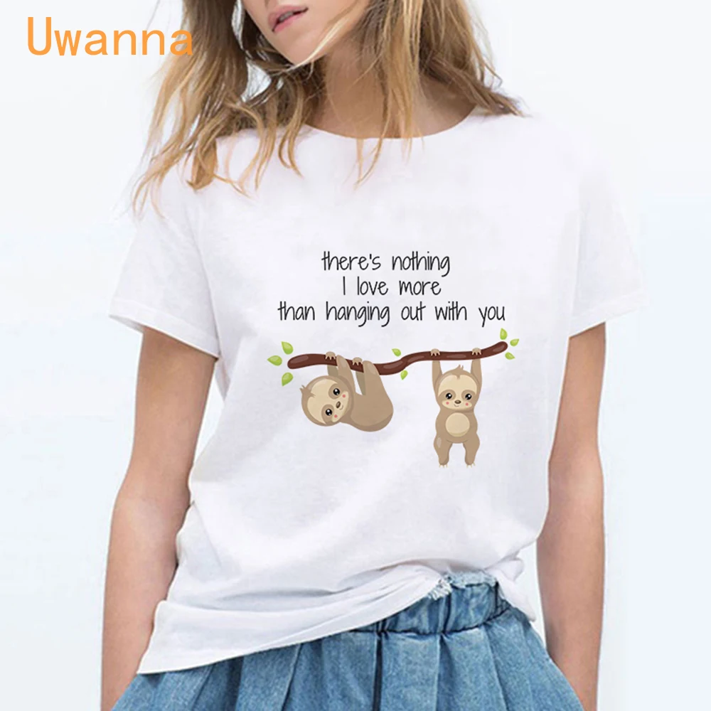 Vtipné Lenivosť t shirt Ženy Tlač Harajuku T Shirt Ženy Bežné Móde Biele Topy Tričko Krátky Rukáv Cartoon O-neck T-shirt Žena
