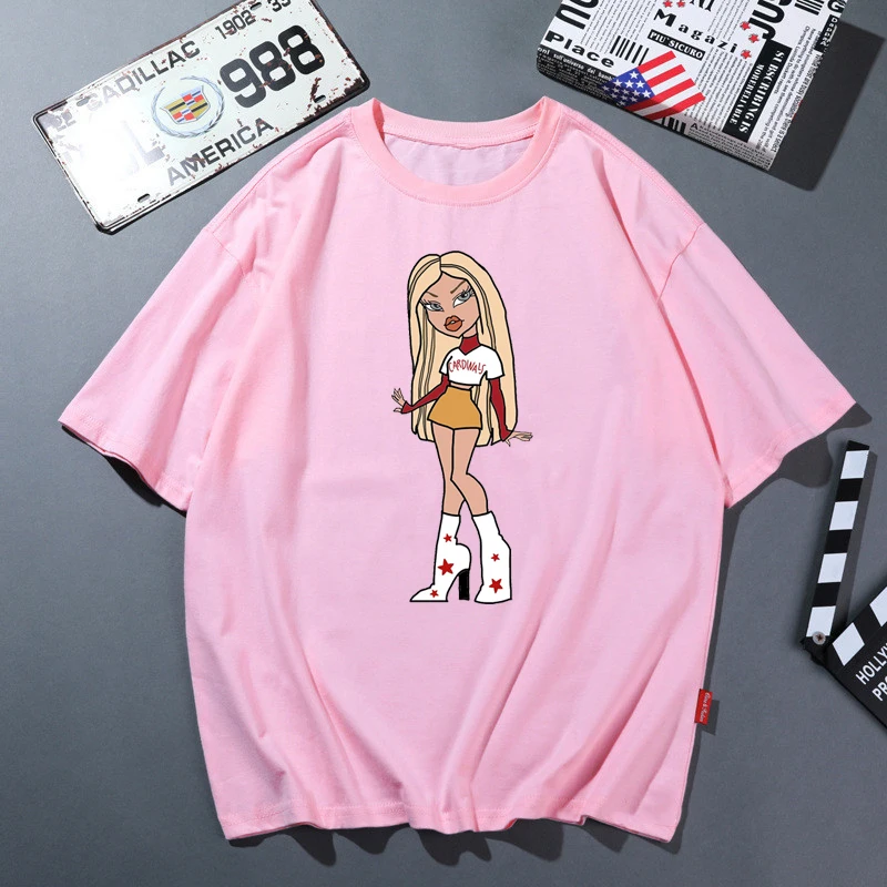 Vtipné Make-Up Umenie Tričko Ženy Móde Y2k Bratz Ružové Tričko Femme Letné Štýl Hip Hop Žena T-Shirt Harajuku Tričko Streetwear