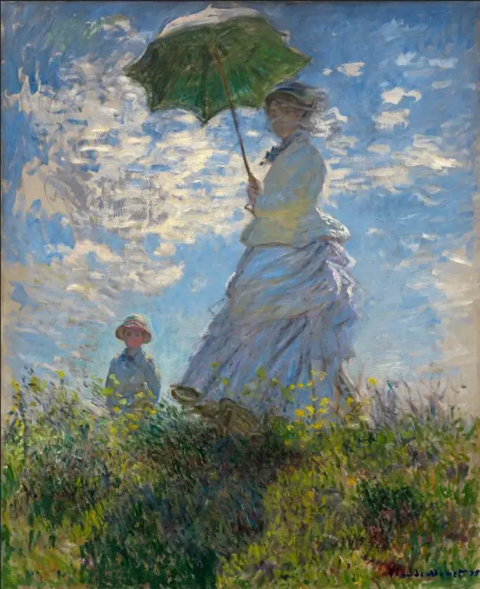 Vysoko kvalitné olejomaľby na Plátne Reprodukcie Promenáde, Žena s Parasol (1875) Tým, Claude Monet ručne maľované