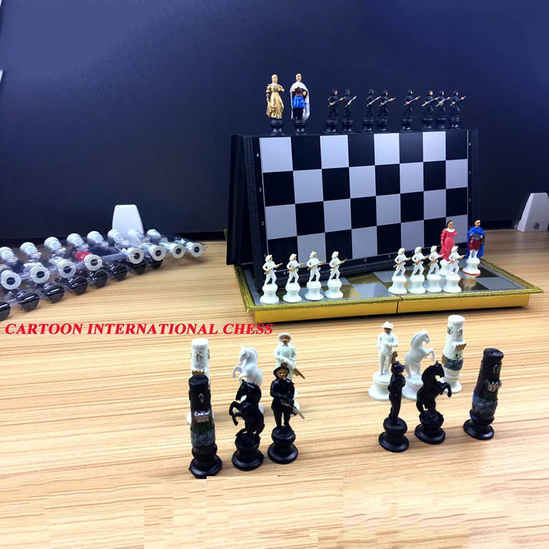 Vysoká Kvalita Kreslená Postavička Magnety Celý Set Medzinárodné Šachové Figúrky Prenosné Šachovnicu Vzdelávanie Detí Teenager