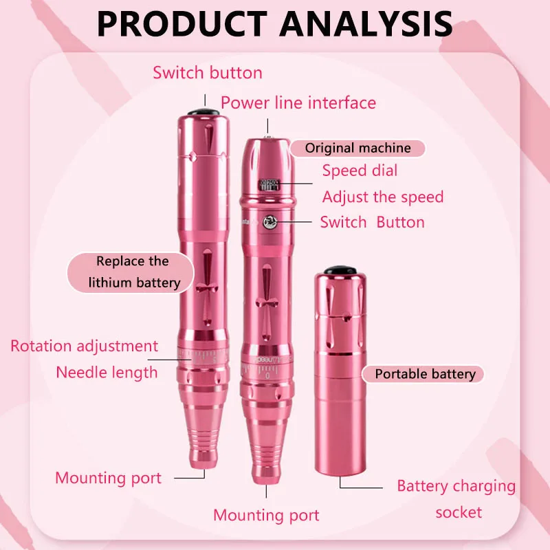 Vysoká kvalita Permanentného make-upu Multifunkčný Stroj Dual Batéria Oko Obočie Pery Rotačné Pero Tetovanie Stroj MTS Systém